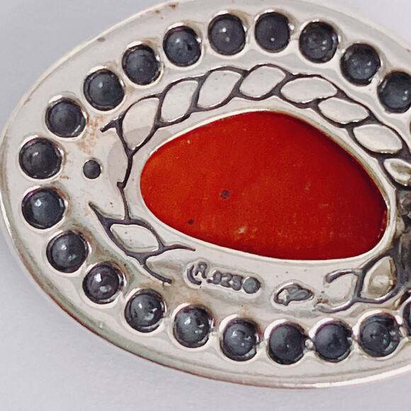 Carolyn Pollack Relios 925 Sterling Red Jasper Clip On Earrings Y2K Southwest - Picture 9 of 12